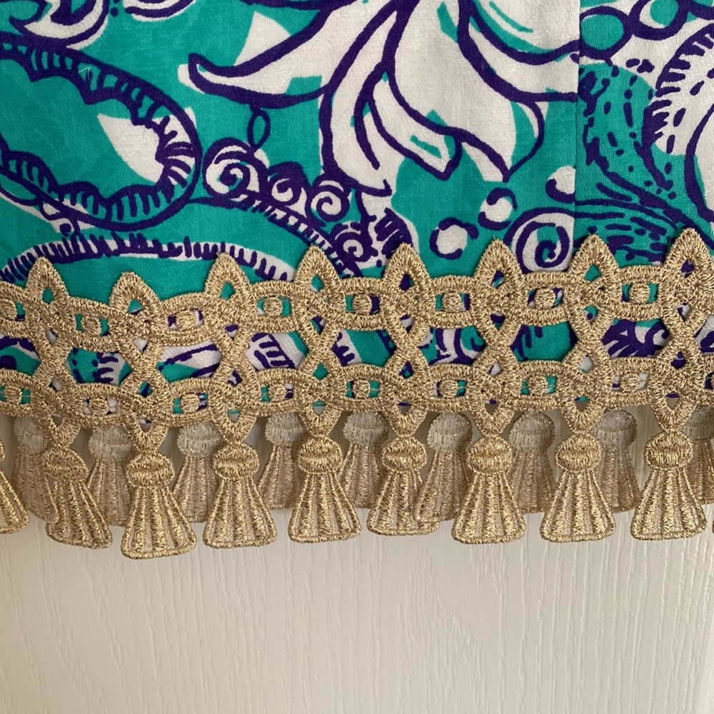 Lilly Pulitzer Shift Dress with Gold tassel trim - Picture 2 of 6